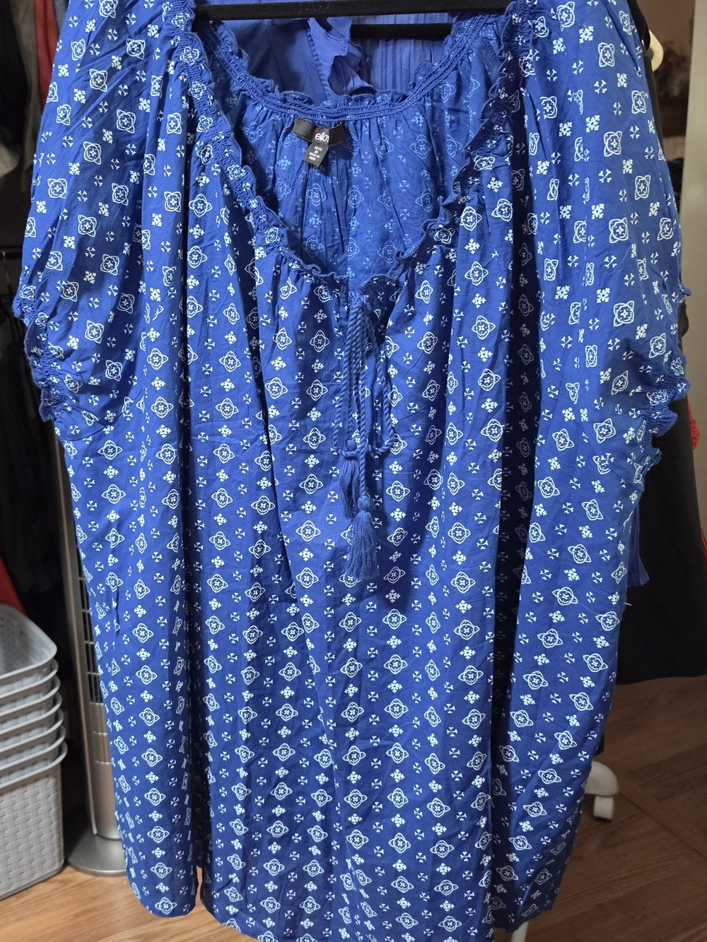 Old Navy Royal Blue Printed Peasant Tunic